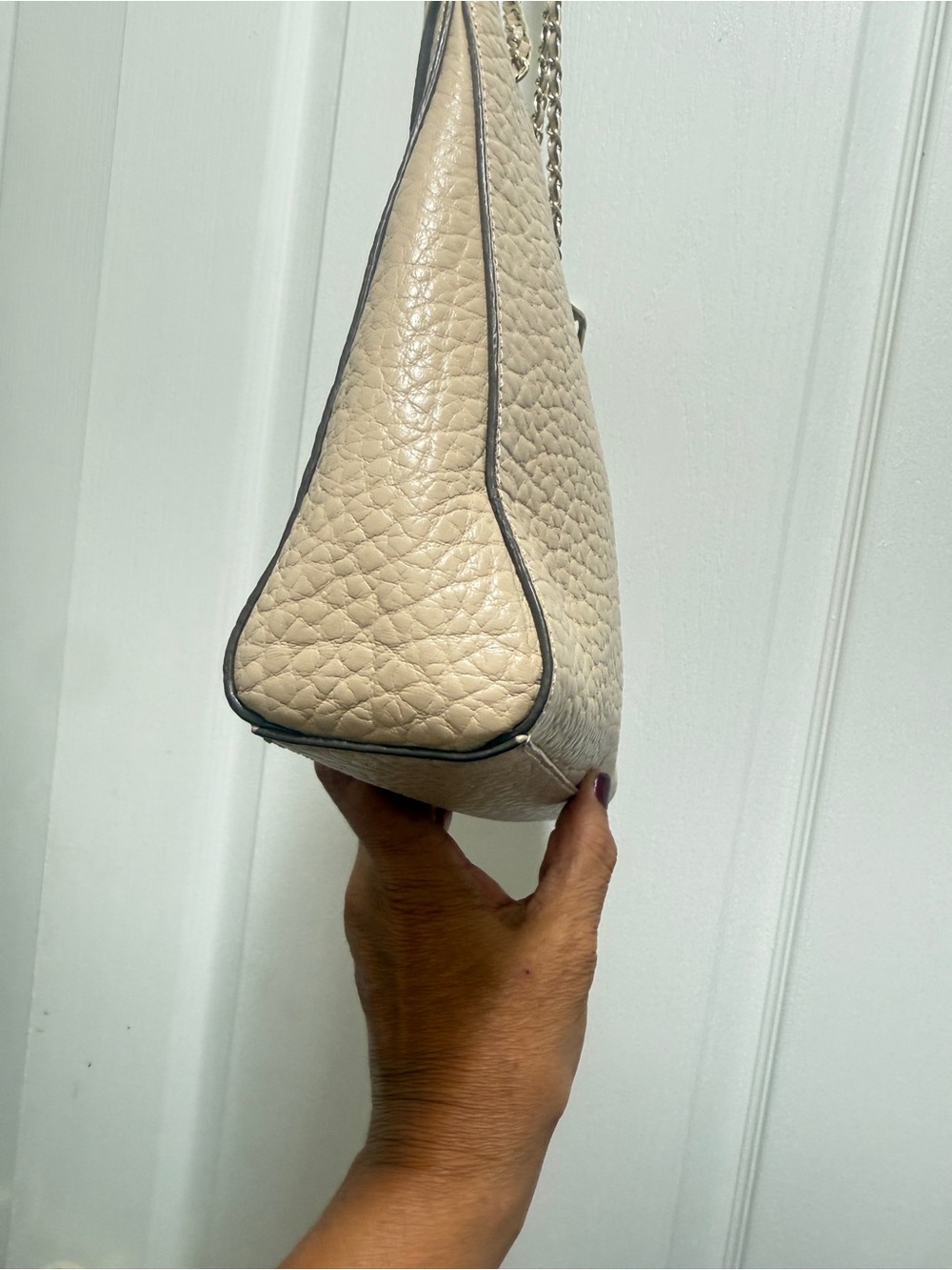 DKNY, beige/ nude pebbled leather with chain strap Handle retail price $250 - Picture 8 of 16